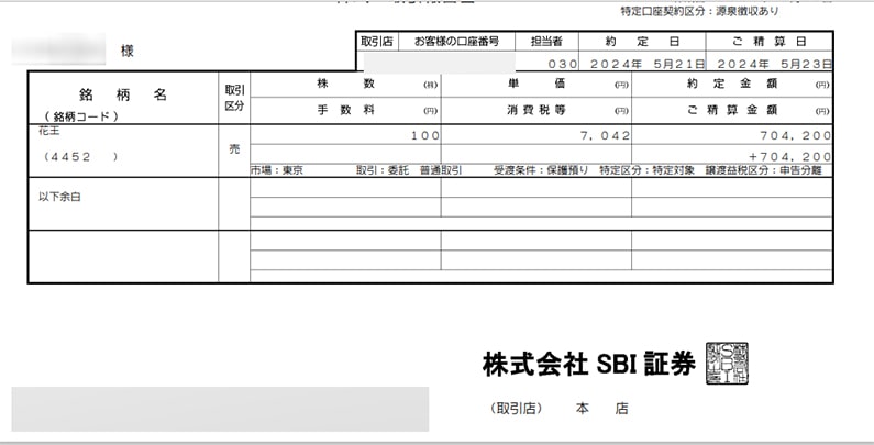 花王（4452）を全て売却【+78,263円】売却益・配当金の合計